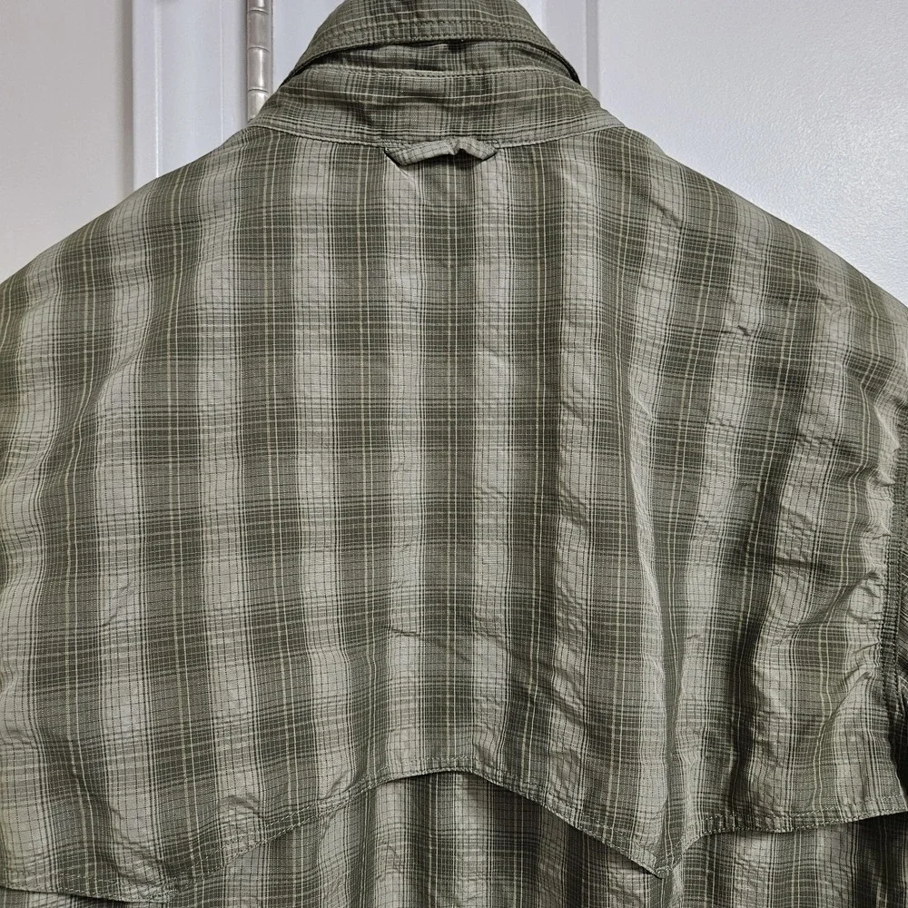 Simms Fishing Shirt Men L Green Plaid Speckled Trout Outfitters Long Sleeve Snap - Picture 10 of 11
